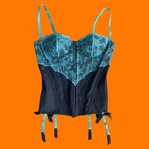 00's vintage satin lace y2k corset bustier with garters 36B Victoria's Secret